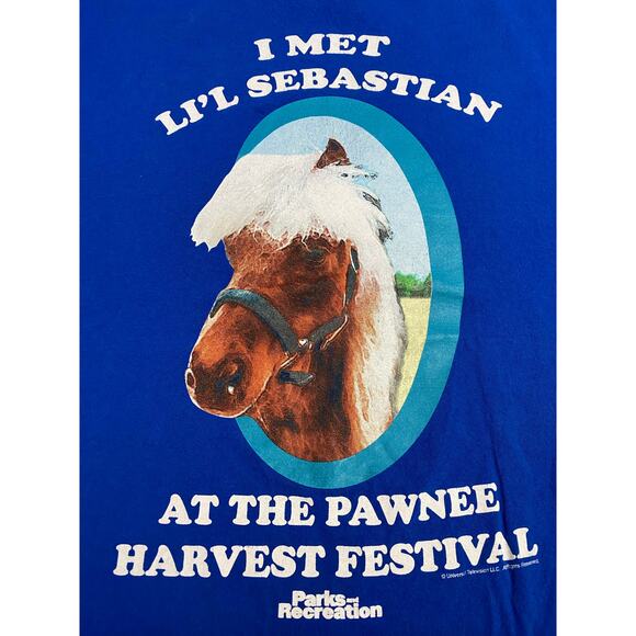 Parks & Recreation Lil’ Sebastian T-Shirt Men’s Size Medium Blue Short Sleeve - Picture 7 of 8
